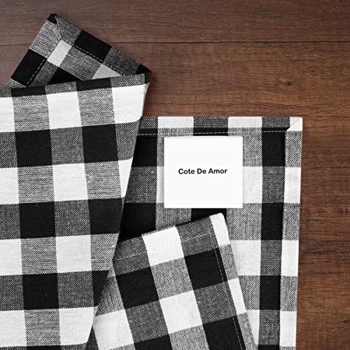 Linen Hub Buffalo Plaid Cloth Napkins 20X20-100% Cotton Gingham Check Napkins - Soft Absorbent Washable - Perfect For Wedding Party Christmas Easter Dinner Napkins Set Of 12 - Black White #TOP4