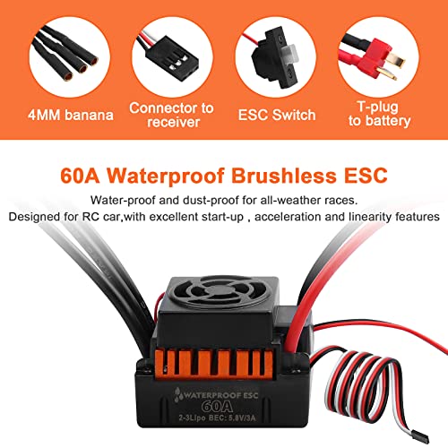 Rc Car 1:10 Scale F540 4370Kv Brushless Motor With 60A Esc And Electric Speed Controller Programming Card Classic Motor Esc Combo Set For 1/10 Rc Car Truck #TOP1