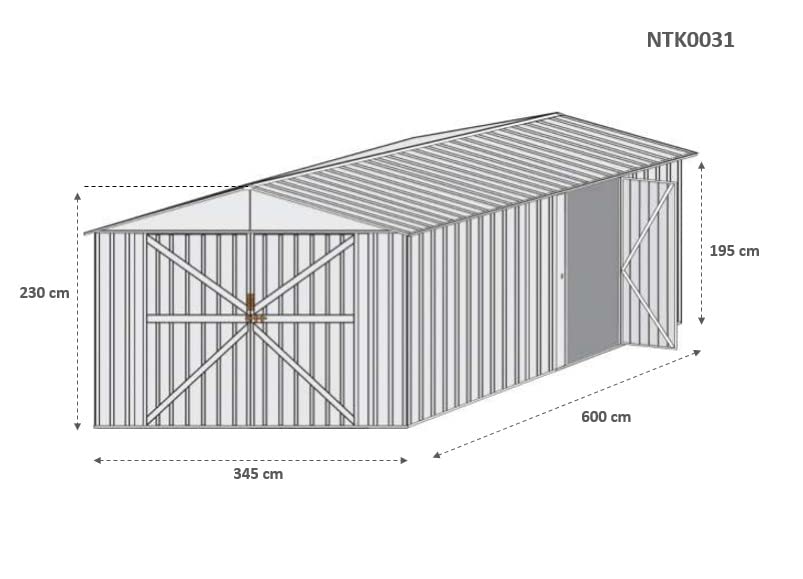 Box in Acciaio Zincato Casetta da Giardino in Lamiera 3.60 x 6.00 m x h2.30 m - 346 KG – 21 metri quadri (Verde)