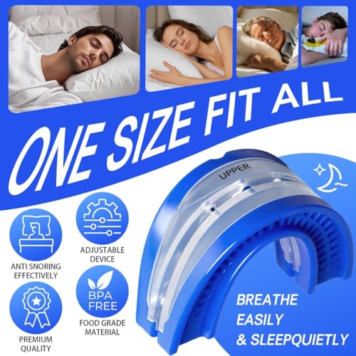 Anti Snoring Devices For Sleep,Adjustable Anti Snoring Device Mouth Guard,Sleeping Snore Stopper Mouthpiece,Anti Snore Mouthpiece Device Stop Snoring Aids For Women Men (Blue) - 3