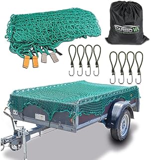 CargoVA® inteligentna siatka na przyczepę 2 x 3 m  siatka do zawieszania z gumową liną, oznaczeniem narożników i hakami  do idealnego zabezpieczenia ładunku