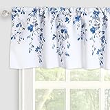 Inselnwald Weeping Flowers Valance Curtain for Windows，Floral Short Curtains Valance for Living Room Kitchen Rod Pocket 52 × 16 Inches Blue and Gray