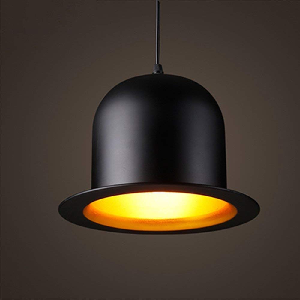 Xiaofeng214 Home Iron Fashion Art Single Hat Chandelier， Black Top Hat Light Shade Gentle Loft Pendant Light Lampshade Hanging Lamp Ceiling Light E27 Socket AC220-240V [Energy Class A+] (Color : 01)