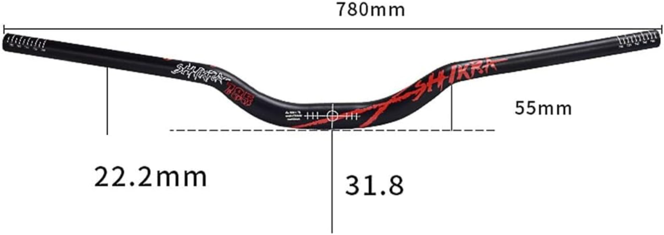 Manubrio per mountain bike da 31,8 mm, altezza di sollevamento 55 mm, in lega di alluminio XC/AM/MTB, 780 mm di larghezza, manubrio MTB (verde)
