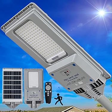 AMAZON - Vikrami 1000W Solar Street Lights Outdoor Waterproof 80000LM, Dusk to Dawn, with Motion Sensor and Remote Control, Suitable for courtyards, Gardens, Streets, Garage, etc. Wall or Pole Mount
