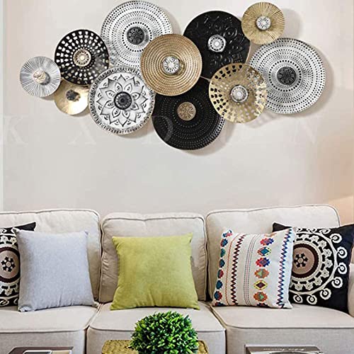 ENPAP Wandskulpturen-Dekorgeschäft, Metallrahmen, Kreis, Wanddekoration, Aufhängeschlaufen auf der Rückseite, Moderne Metall-Wandskulptur, Dekoration, Geschenke für Zuhause, Wohnzimmer, Ornament Cover