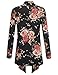 BH B.I.L.Y USA Women's Open Front Drape Hem Light Weight Cardigan Floral Printed Black 1 XXX-Large