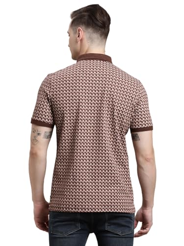 T-shirt turtle en coton extensible marron imprimé homme confortable