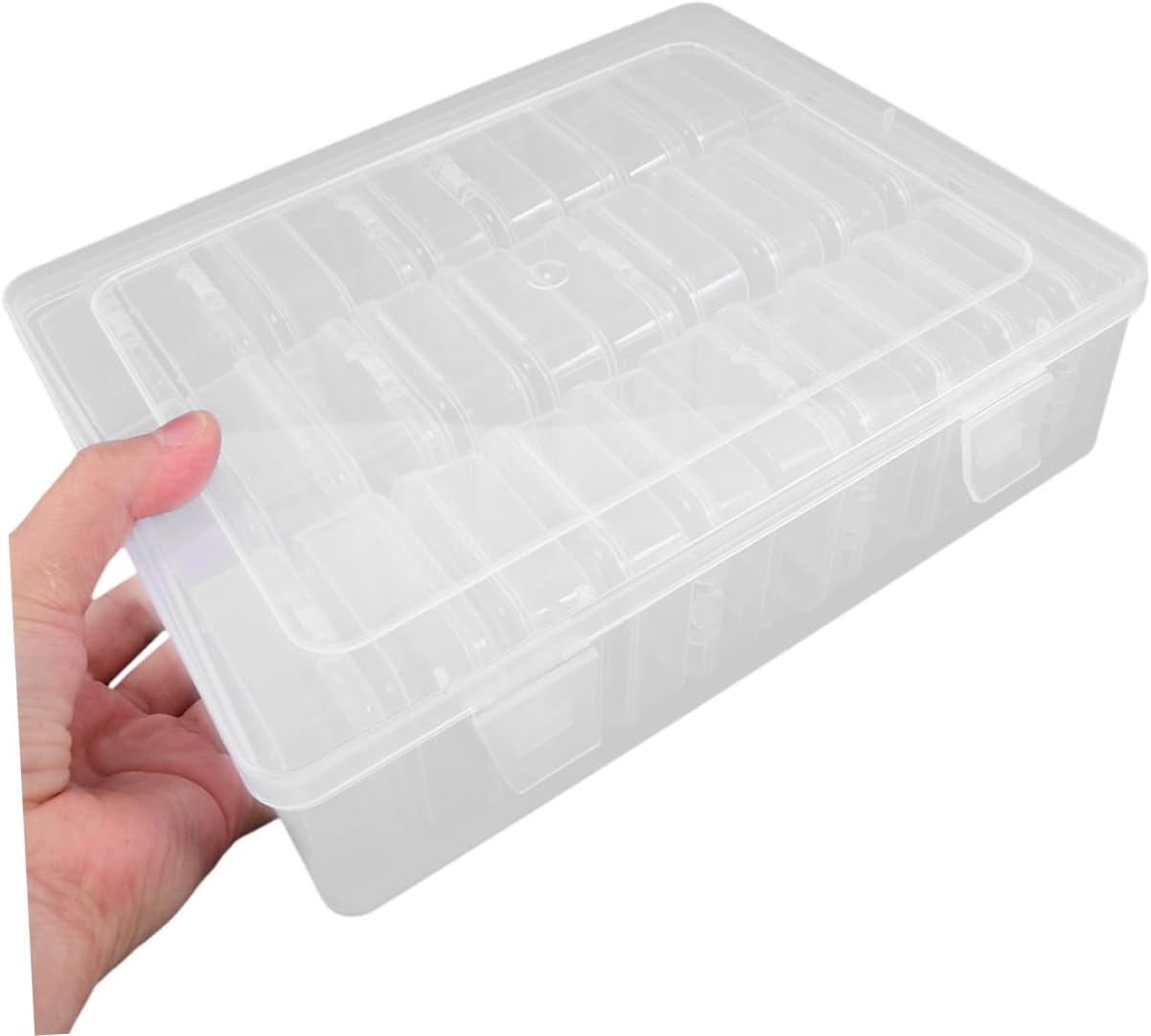 NUOBESTY Mini Clear Storage Box with Lid 8.89X6.96X2.36 Inch Small Organizer for Beads Jewelry Crafts Diy Supplies and Household Sundries