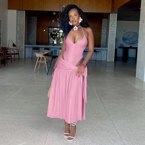 Haut paréo réglable et jupe maxi rose S : le cache-maillot de bain modulable - 6