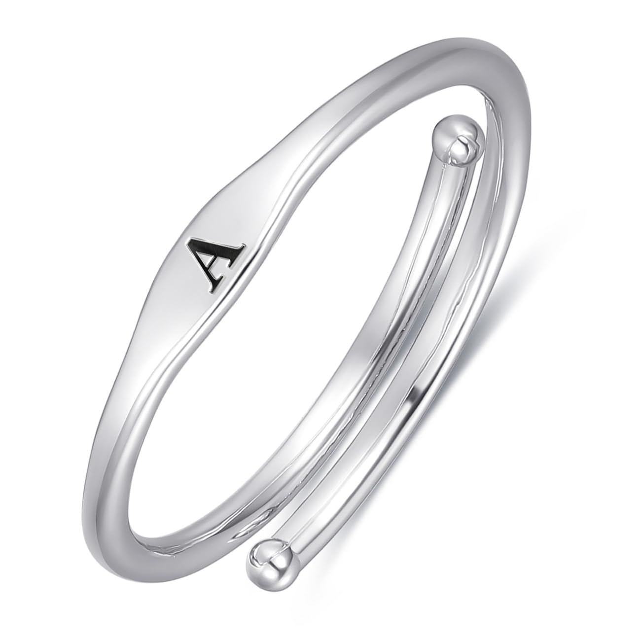 AVECONAdjustable Stacking Initial Ring for Women Thin Plain Initial Letter Ring Women Statement Ring Initial Ring Letter A-Z