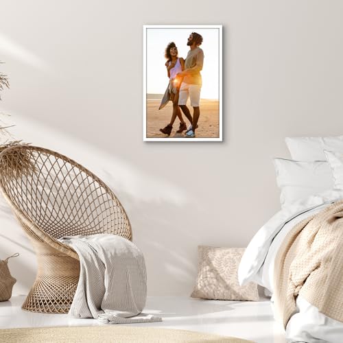 Image of Americanflat 16x24 Poster Frame with Polished Plexiglass - Streamline Collection - Thin Border Picture Frame for Wall Display - Hanging Hardware Included - White