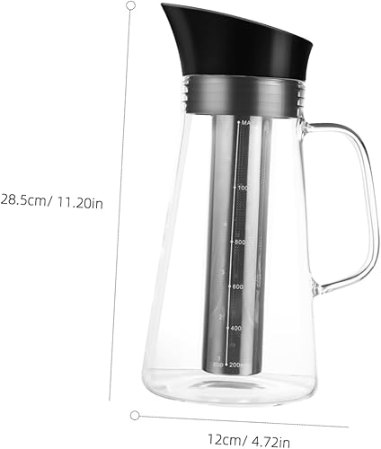 Miniatura 3 de KICHOUSE Jarra de filtro de hojas sueltas, cafetera de café en frío, cafetera de café expreso, infusor de té helado, vidrio para verter la tetera de