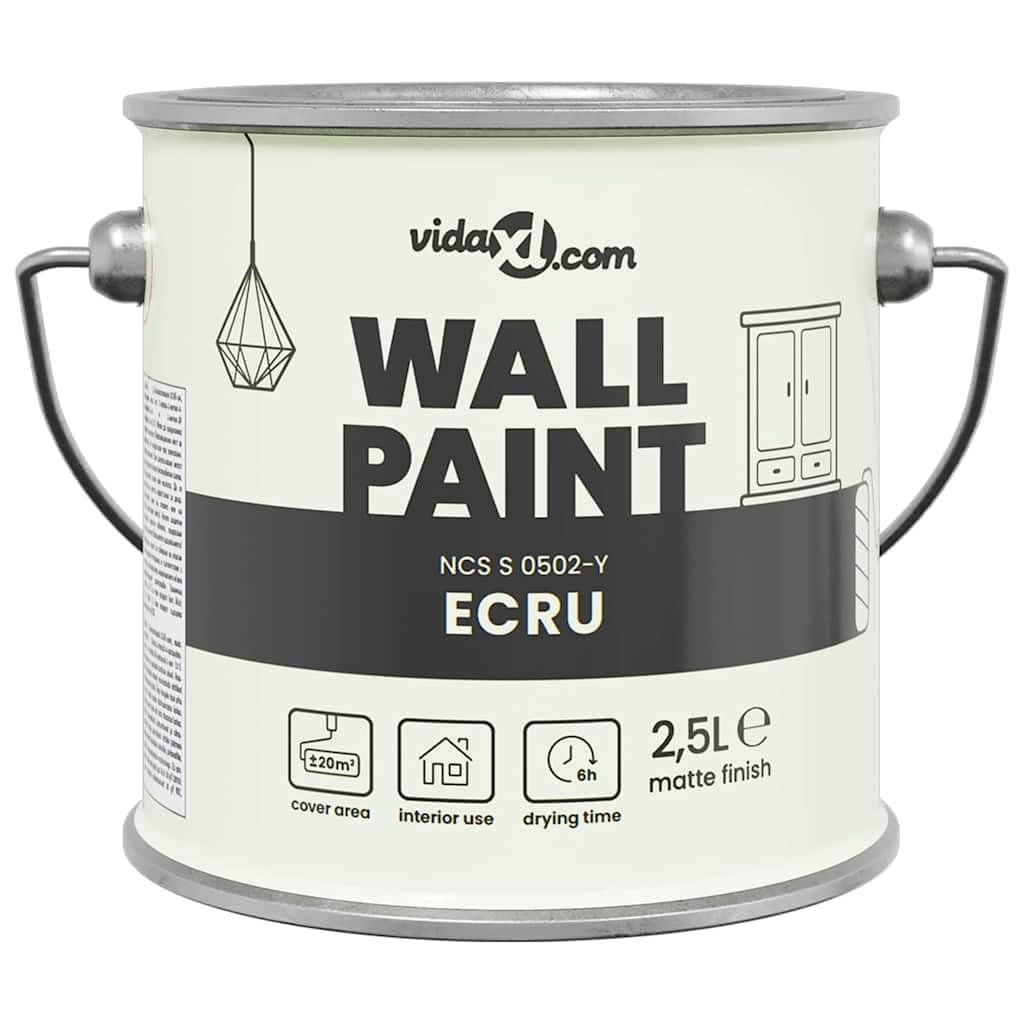 Wandfarbe Braun 2,5 L, Deckende Wandfarbe für Innenräume, Schnelltrocknend und Geruchsneutral, Waschbare Farbe für Wohnzimmer Küche