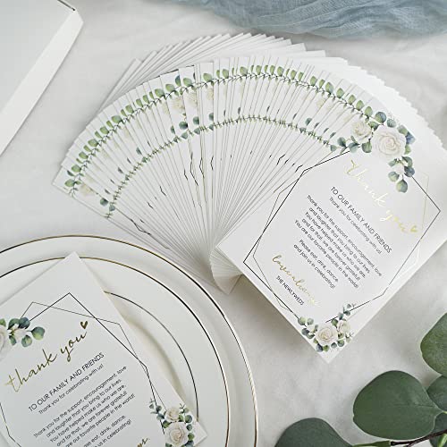 HUIHUANG Wedding Thank You Place Setting Cards, 50 Pieces Place Cards for Table Setting, Table Place Cards for Wedding Favors, Receptions, Dinner Parties, Events and Celebrations (4 X 6 in, Floral) - Thumbnail 3
