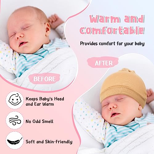 Jiuguva 16 Pcs Baby Newborn Hats Set Knot Beanie Soft Autumn Winter Infant Baby Caps 0-12 Months Spandex Cotton Hat for Girls Boys Shower Supply, 16 Colors 5