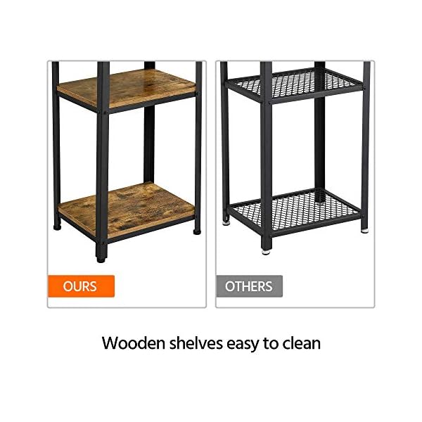 Yaheetech Tall Bedside Table/Nightstand with Storage Shelf, Industrial Telephone Table, Sofa Side Table for Small Spaces, Living Room, Bedroom, Rustic Brown - Image 8