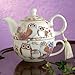 Bits and Pieces Home and Kitchen Décor-Tea for One Owls Porcelain Teapot and Cup - Adorable Owl Design with Delicate Tassel on Teapot Handle