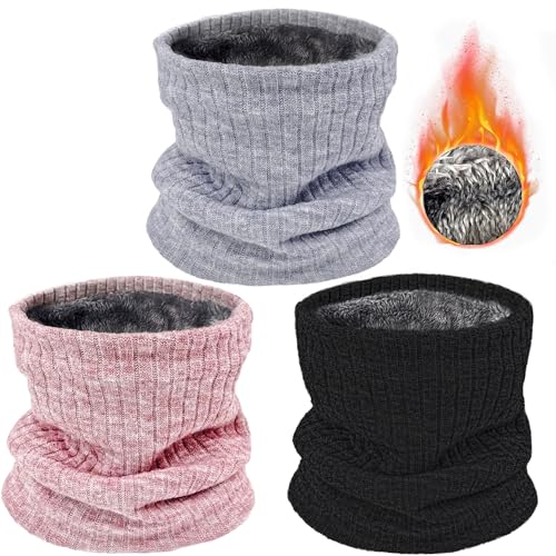3 Pack Winter Neck Warmer & Ski Mask for Men Women Thermal Warm Fleece Face Mask Neck Gaiter Scarf Gift
