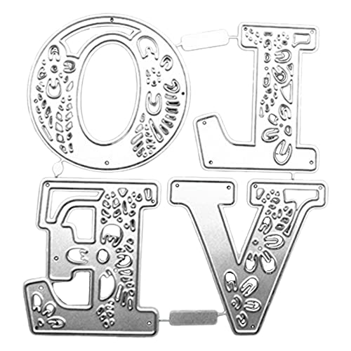 Troquel de corte de metal de acero al carbono con palabras en inglés Love Die Cuts Stencil molde para álbumes de recortes, álbumes de fotos, palabras inglesas, amor en relieve, troqueles de acero al