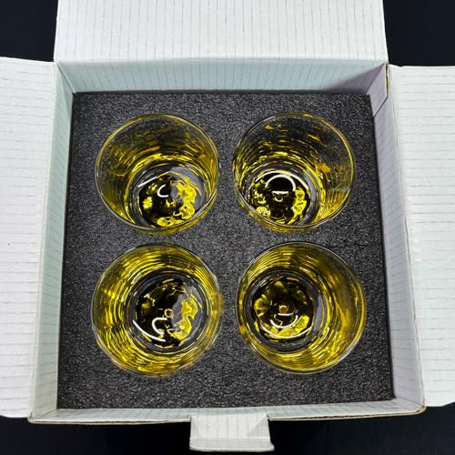 Image of Melbify Gold Opera Whiskey Glass Gift Set | 4 pcs Set | 300 ml | Ultra-Premium | Gold-Bottomed | Imported | Luxurious | Ideal for Wedding Gifts, Anniversary, VIP and Corporate Gifts