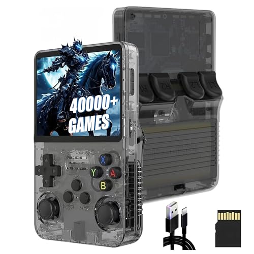 QISHENKOLA R36S Console di gioco portatile retrò, schermo IPS da 3,5 pollici, 640 x 480 pixel, sistema Linux, compatibilità con diverse lingue, memoria da 128GB, oltre 40.000 giochi (nero)