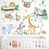 Amimagen Animal Wall Decals for Baby: Peel & Stick Wall Stickers for Nursery Kids Room Decor - Forest & Safari Theme - Easy to Apply & Removable - Ages 0-12 Years