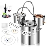 ROVSUN 5 Gal 20L Alcohol Still Water Alcohol Distiller Kit Copper Tube with Thumper, Stainless Steel Distilling Kit with Thermometer, Home Brewing Stovetop Still Kit for DIY Wine Brandy