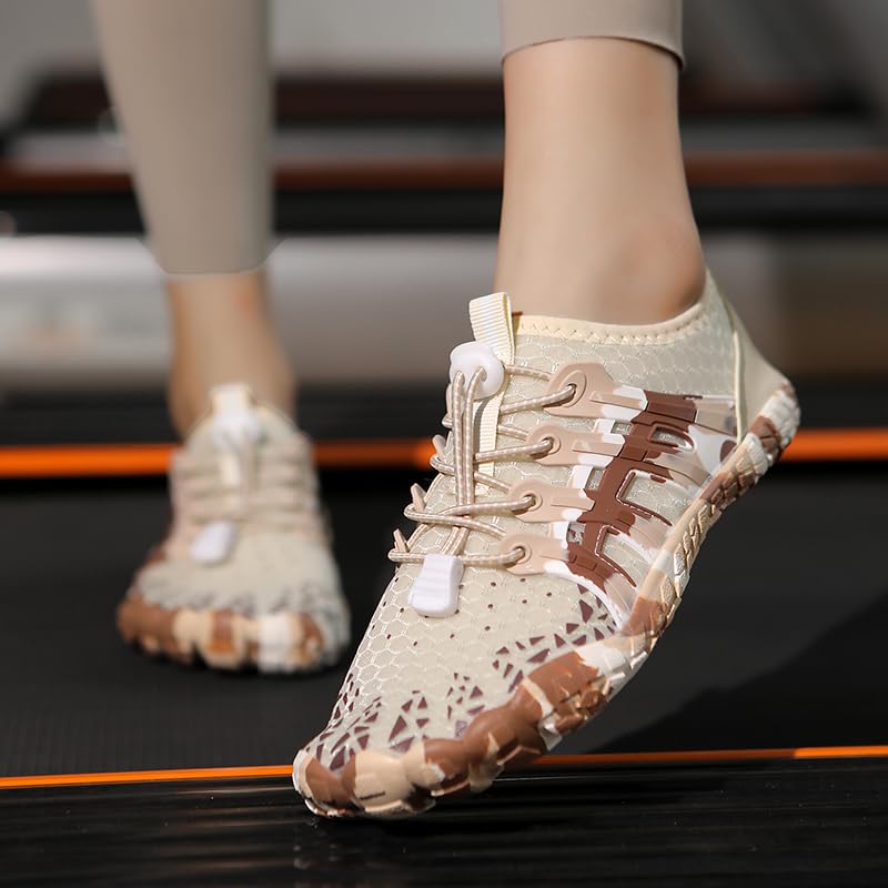 Men's Camouflage Water Shoes, Quick Dry Barefoot Sneakers, Surf Climbing Riding Breathable (Sandy Soil Color, Adult, Men, 7.5, Numeric, US Footwear Size System, Medium) 7