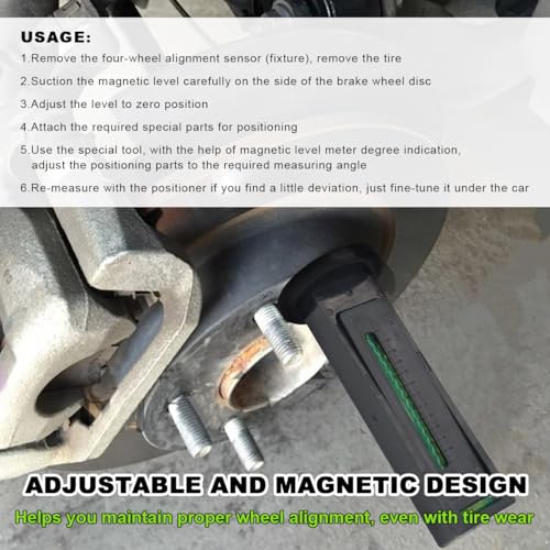 Image of Adjustable Magnetic Gauge Tool, Camber Castor Strut Wheel Alignment Gauge with Magnetic Base, Universal Automotive Wheel Alignment Tool for Car Truck RV Tire Repair (Black)