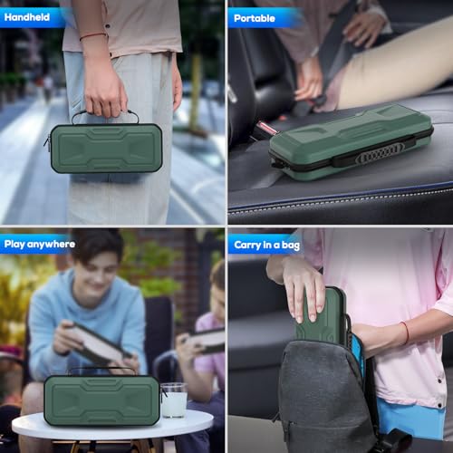 Image of FYOUNG 3 in 1 Accessories Case Bundle for Playstation Portal | Carrying Case & Hard PC Clear Cover with Screen Protector, Protective Case & Hard Shell Travel Handbag for PS5 Portal (Green)