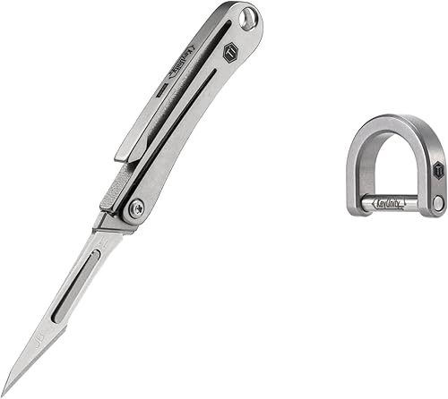 KeyUnity KK07 Mini cuchillo de bisturí de titanio y anillo D de titanio KA17