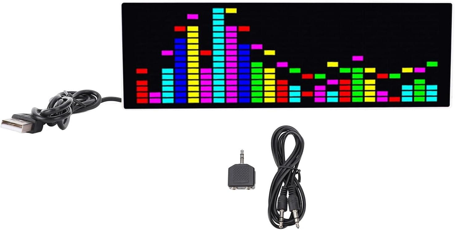 384 RGB LED Music Spectrum Display, USBPowered VoiceControlled Rhythm Light with Clock, 7 Colors, 12 Modes, 84 Effects