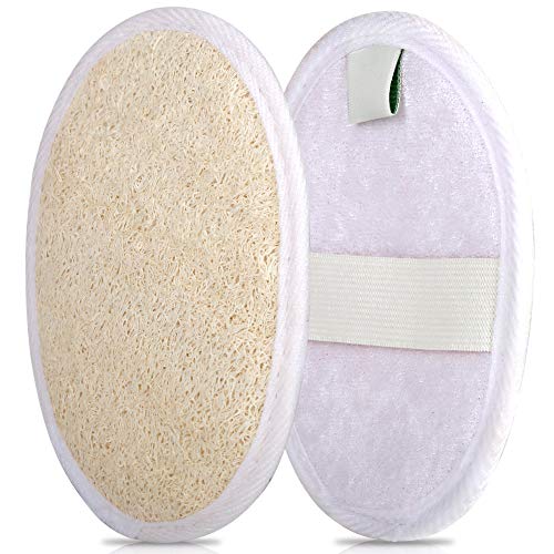 Teenitor 2 Pcs Exfoliating Loofah Pads With Elastic Cloth Handle, 100% Natural No Bleaching Organic Loofa Shower Bath Spa Scrubbing Pads Mesh- Like Body Sponge For Women Men