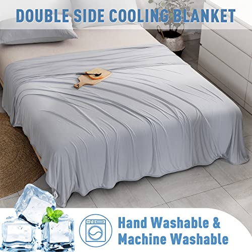 Double Side Cooling Blankets For Hot Sleepers 79"X86" Queen, Q-Max>0.4 Japanese Arc-Chill Cooling Fiber & Bamboo Lightweight Summer Cooling Blanket, Soft Breathable Cool Blanket For Night Sweats-Grey #TOP5