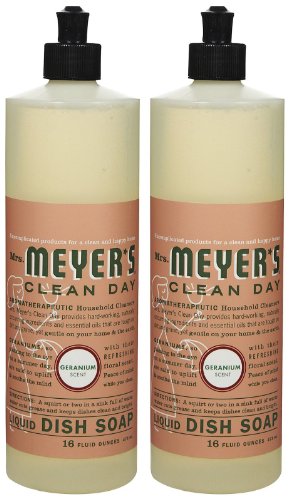 Mrs. Meyer's Clean Day Liquid Dish Soap, Geranium, 16oz, 2pk