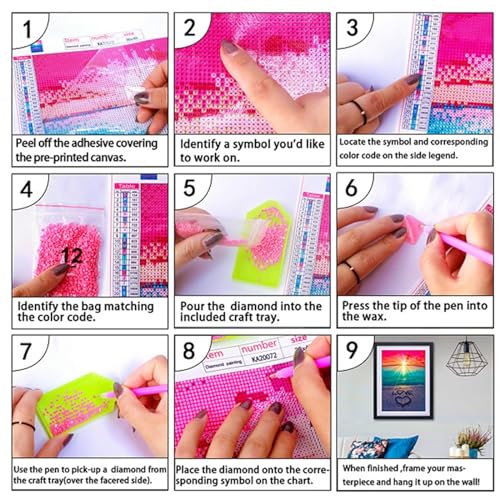 Broderie Diamant Fleur Blanche 5D pour Décoration Murale de Salon