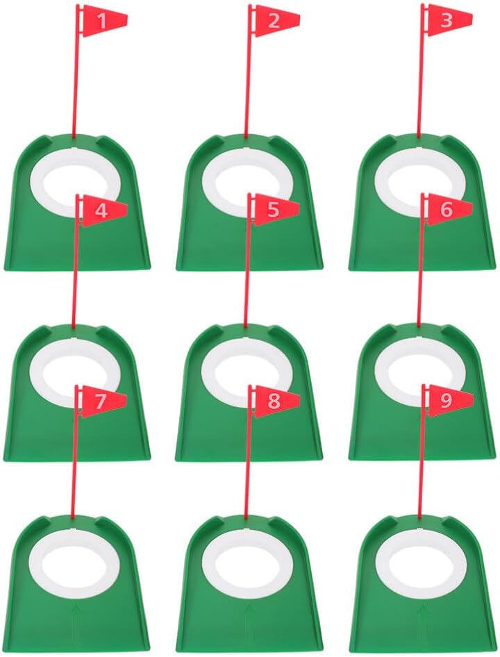HANABASS 9pcs Golf Putting Cup Flags Portable Golf Training Aid for Indoor and Outdoor Practice Improve Your Putting Accuracy and Skills