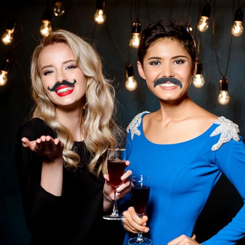 48 Stück Schnurrbart zum Ankleben Selbstklebend Bärte, Falscher Kleben Schnauzer, Fake Party Bart, für Kostümpartys, Halloween, Weihnachten, Mottopartys