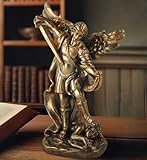 St. Michael The Archangel Statue - The Great Protector Saint Archangel Michael Defeated Evil Dragon, Religious Collectible Battle Angel Sculpture Christian Catholic Figurines