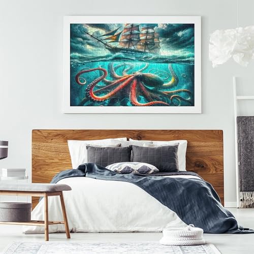 Reduce el estrés con este puzzle para adultos del monstruo marino en gran formato de 70x50cm 7