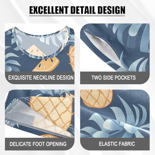 ALAZA Hedgehog Pineapple Pajamas Short Sleeve 2 Piece Sleepwear Top and Bottom Pajama Set Unisex4