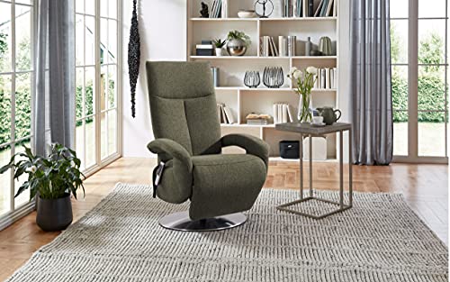 CAVADORE TV-Sessel Tirol mit Akku / Fernsehsessel mit Aufstehhilfe, elektrisch verstellbarer Relaxfunktion / 2 E-Motoren / Kabellos / 74 x 112 x 82 / Strukturstoff: Grün – Bild 3