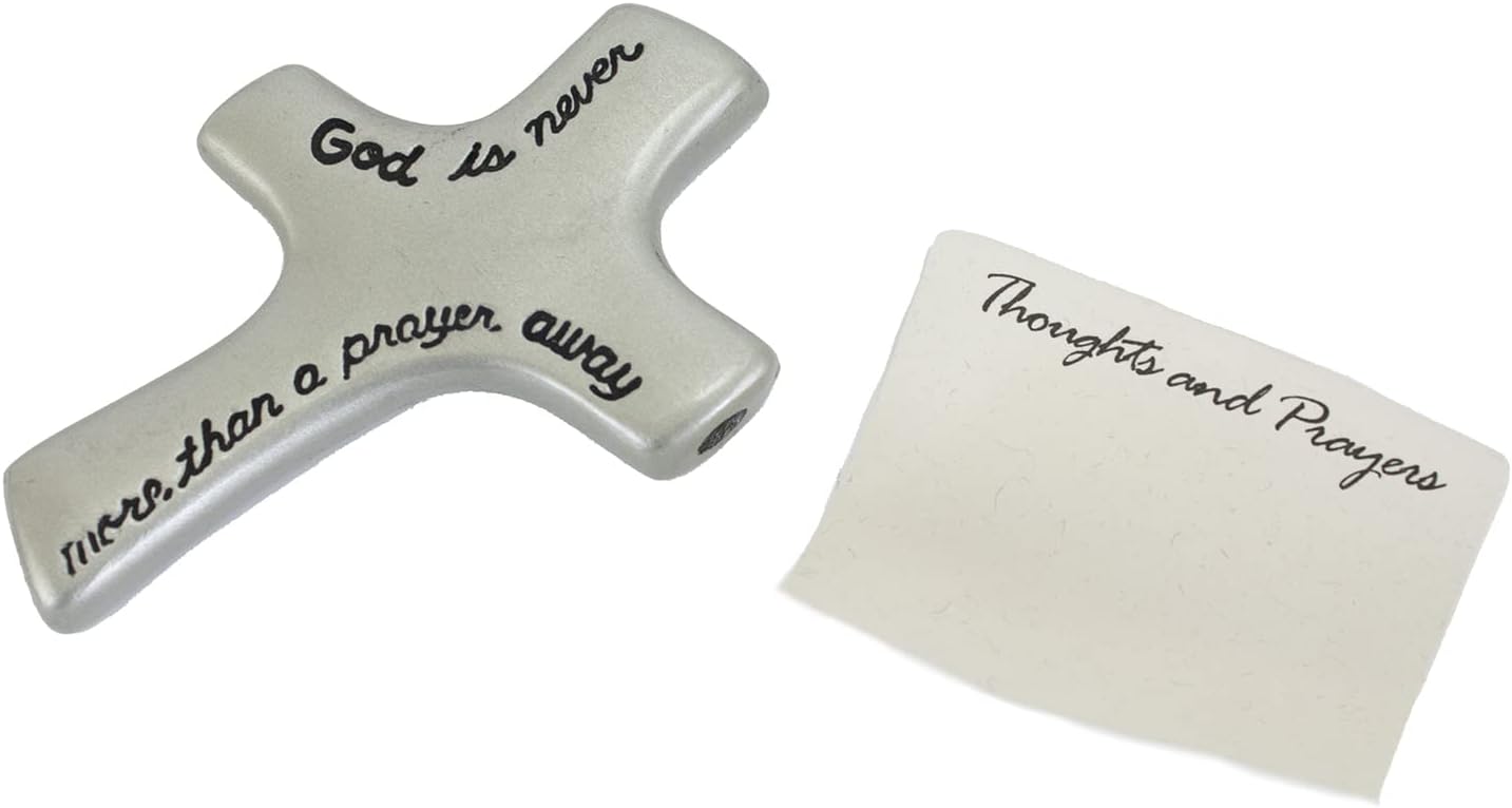 A Prayer Away Silver Metal Palm Cross, Handheld Cross for Comfort and Prayer, 2 3/4 Inches, by Cathedral Art