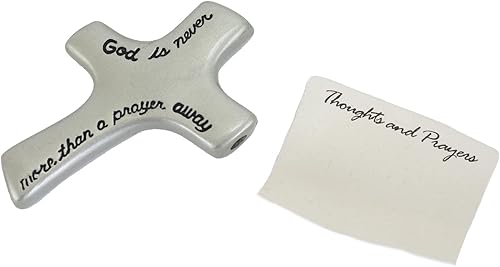 Miniatura 6 de Cruz de palma de metal plateado a oración, cruz de mano para comodidad y oración, 2 3/4 pulgadas, por Cathedral Art