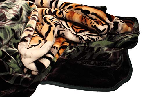 Crover B0Q-Qix-0Sy Korean Solaron Super Thick Mink Blanket (King, 3 Tigers Green), Multicolor #TOP3