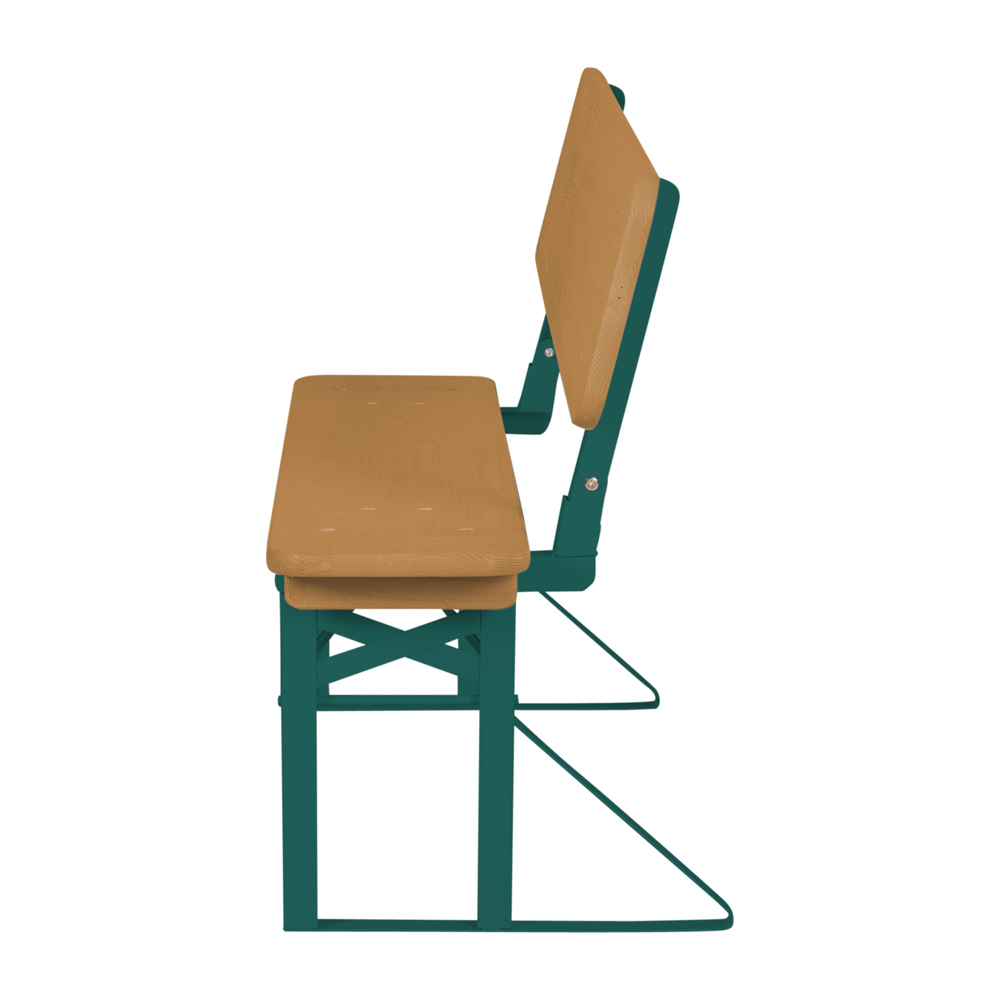 roba Outdoor Party-Garnitur für Kinder - Kindersitzgruppe mit Lehne aus FSC zertifiziertem Holz - 2 Bänke + 1 Tisch - Klappbare Sitzmöbel ab 24 Monaten - Natur/Grün