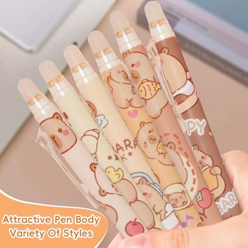 TPTGIAR Cartoon Capybara Radierbarer Kugelschreiber: 11 Stück Erasable Pen Set, Tintenroller Radierbar, Radierbare Stifte für Erwachsene Kinder Studenten(0,5mm Blau)