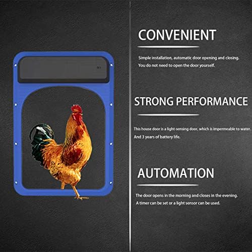Automatic Chicken Coop Door Opener Kit, Chicken Coop Door Opener and Closer Waterproof Weatherproof Automatic Chicken Coop Door with Light Sensor for Farmhouse, Garden, Patio, Poultry Care
