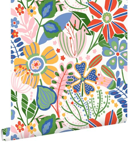 Papier peint fleurs blanc ESTAhome pour masquer un mur terne - 2